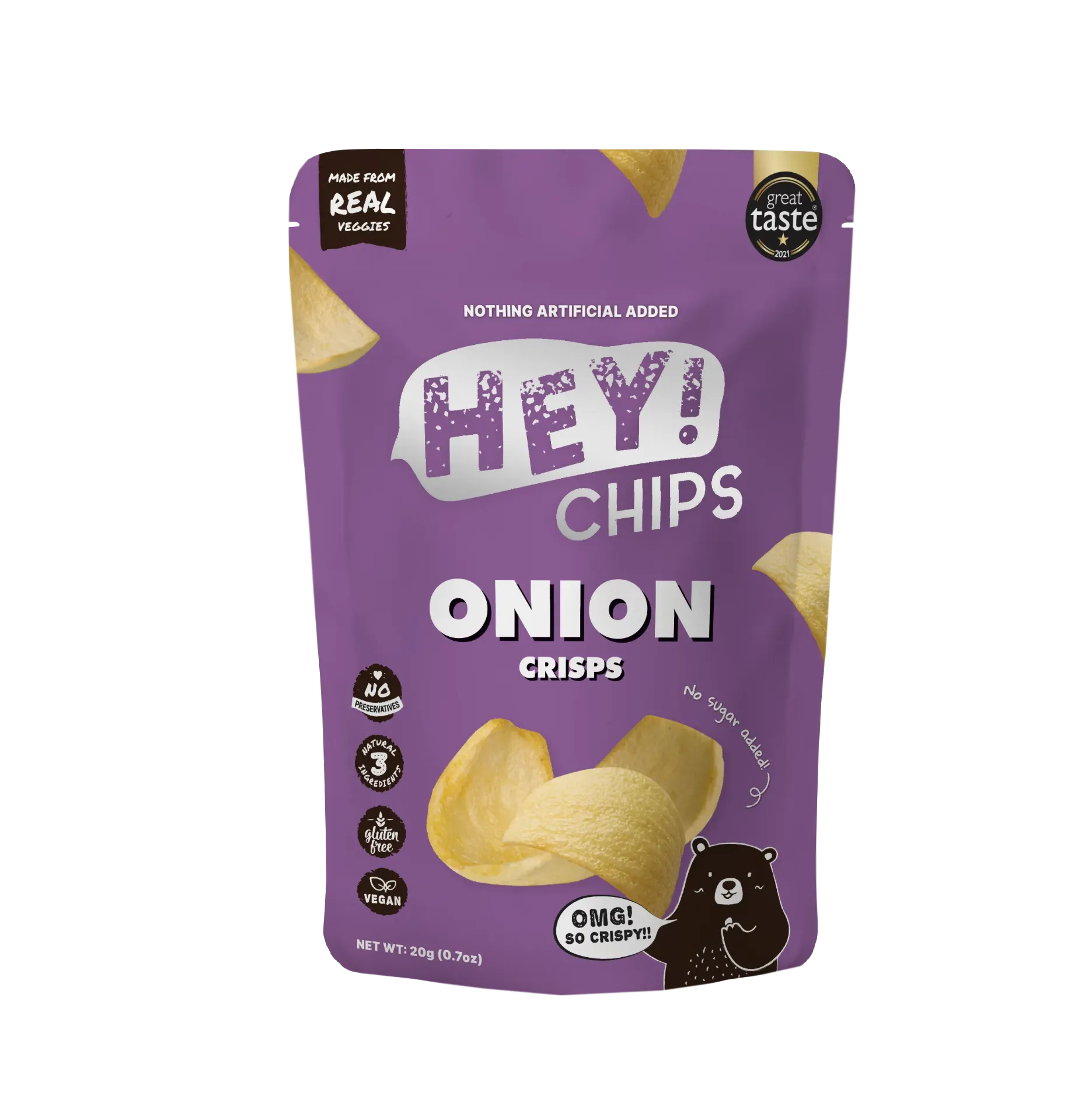 Hey! Chips Onion Crisps Regular 20g